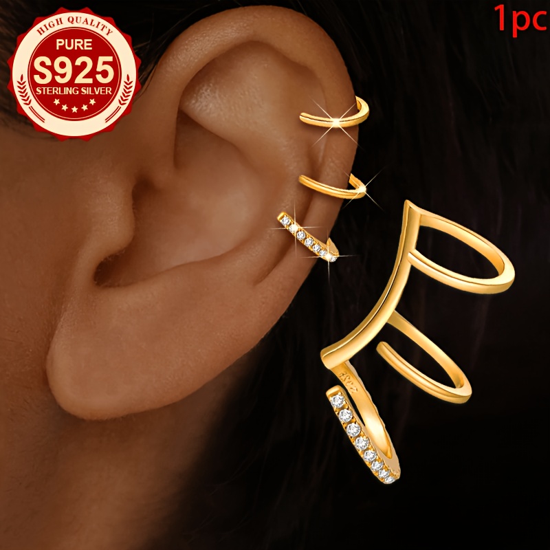 Women's S925 Silver Three-Tier Clip-On Earrings